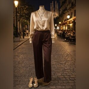 a new day Rich Brown Satin Pants